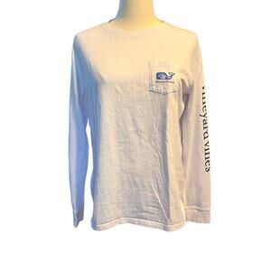 Vineyard Vine Whale Print White Long Sleeve. Size Small
